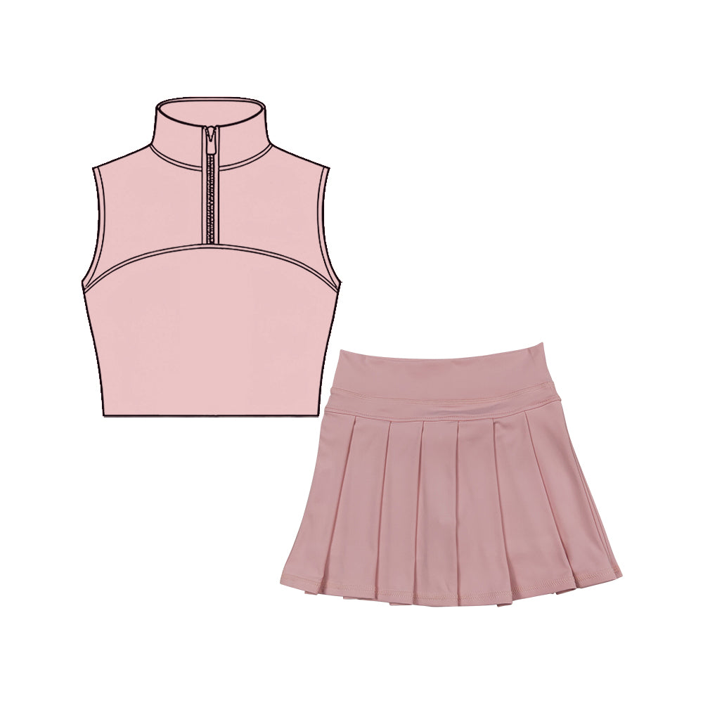 Pink  tank top matching skirt girls summer active wear yoga outfit preorder