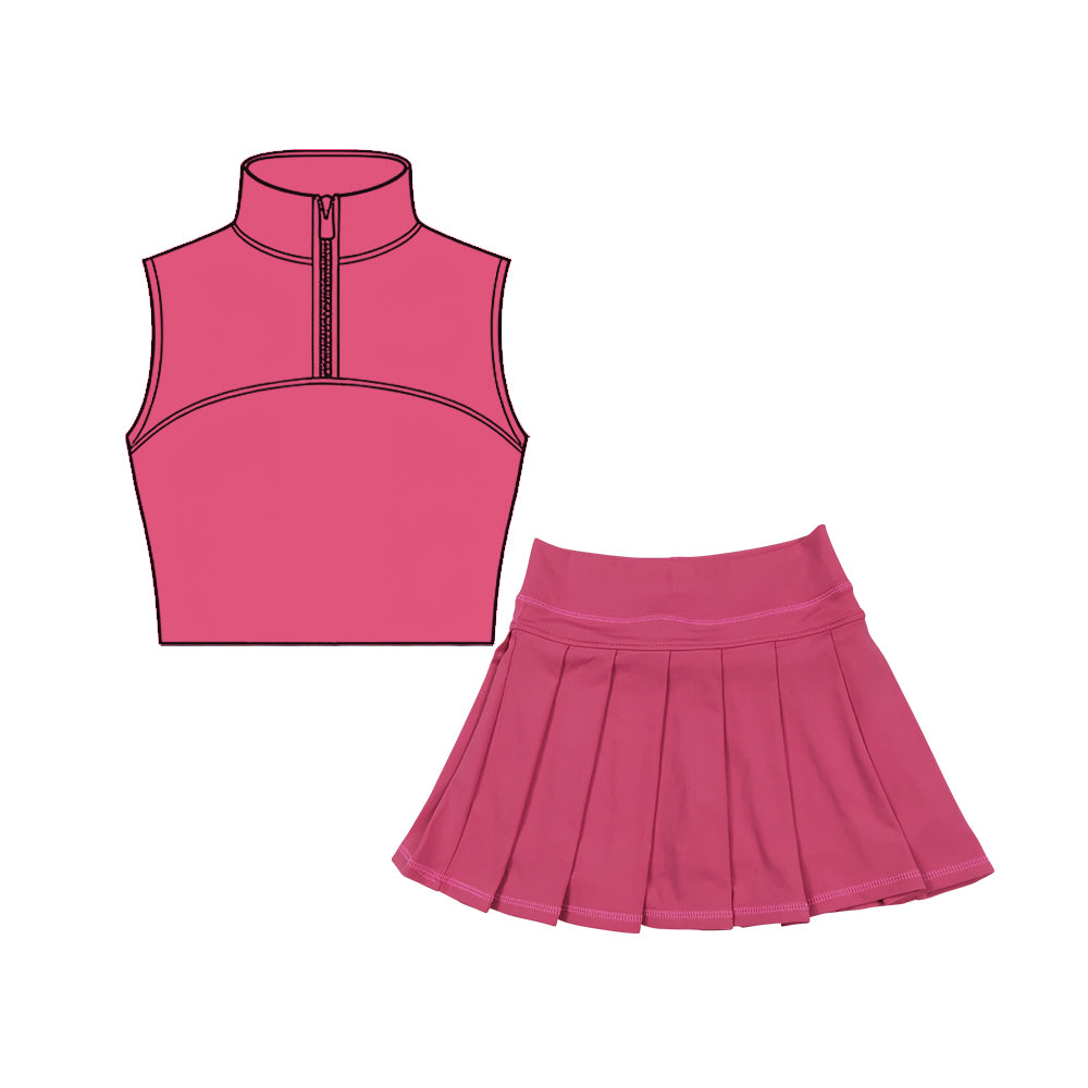 Hot Pink tank top matching skirt girls summer active wear yoga outfit preorder