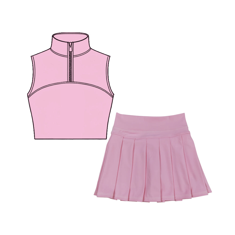 Light Pink tank top matching skirt girls summer active wear yoga outfit preorder
