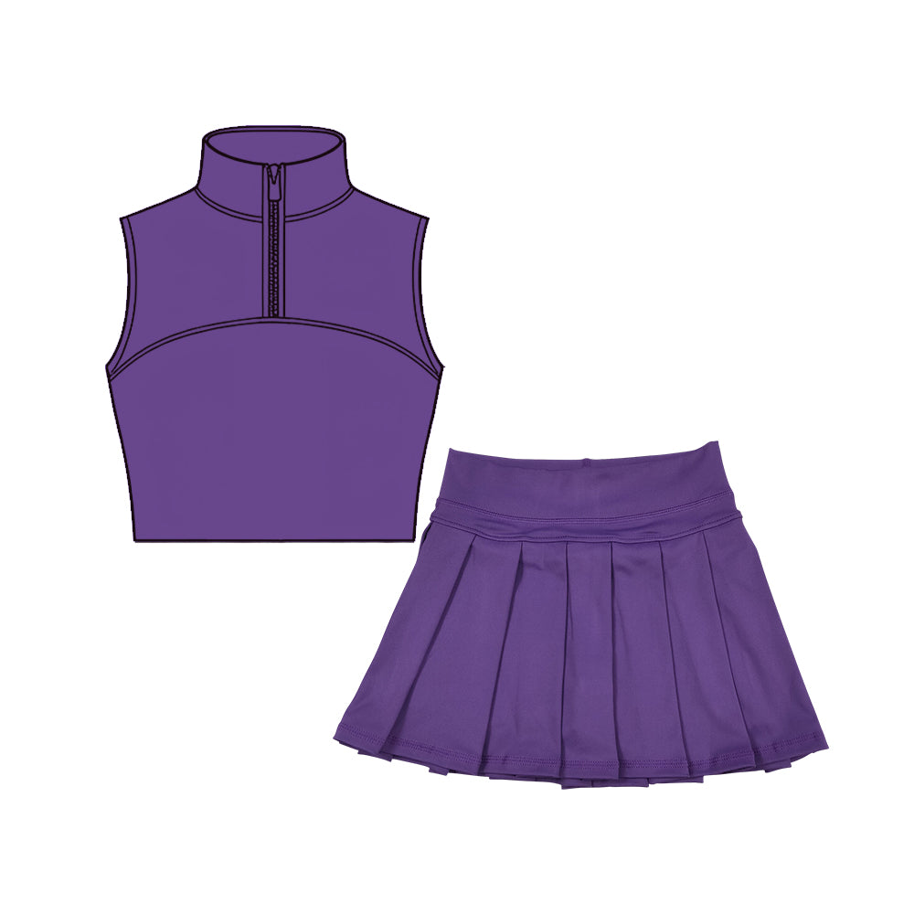 Purple tank top matching skirt girls summer active wear yoga outfit preorder