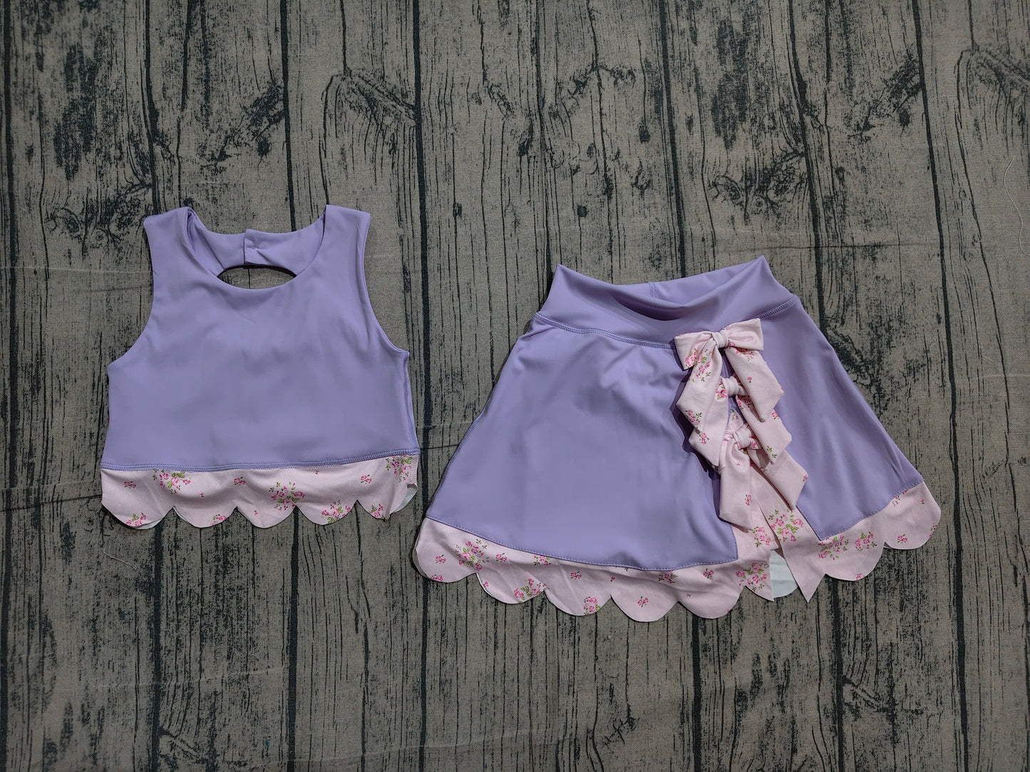Lavender tank top matching skirt girls summer active wear yoga outfit preorder