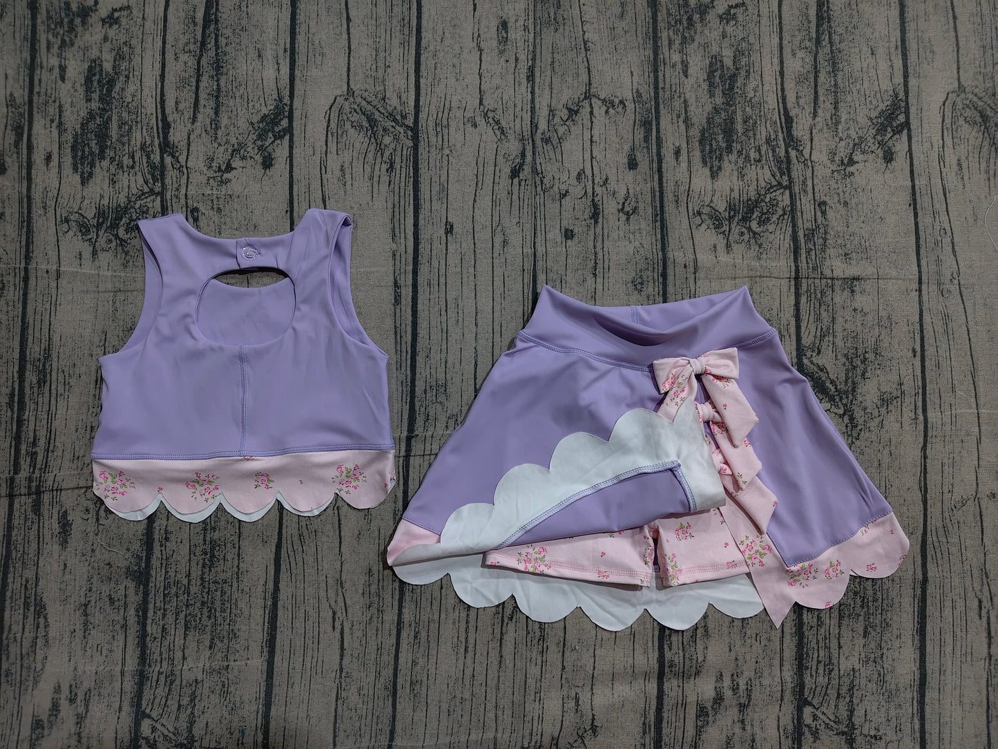Lavender tank top matching skirt girls summer active wear yoga outfit preorder