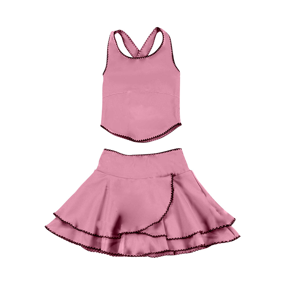 Dark pink tank top matching skirt girls summer active wear yoga outfit preorder