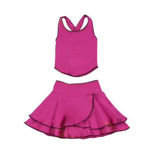 Hot pink tank top matching skirt girls summer active wear yoga outfit preorder