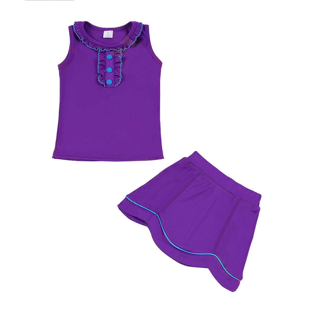 Purple tank top matching skirt girls summer active wear yoga outfit preorder