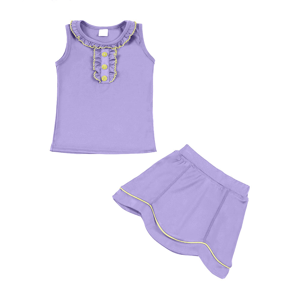 Lavender tank top matching skirt girls summer active wear yoga outfit preorder