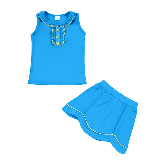 Dark blue tank top matching skirt girls summer active wear yoga outfit preorder