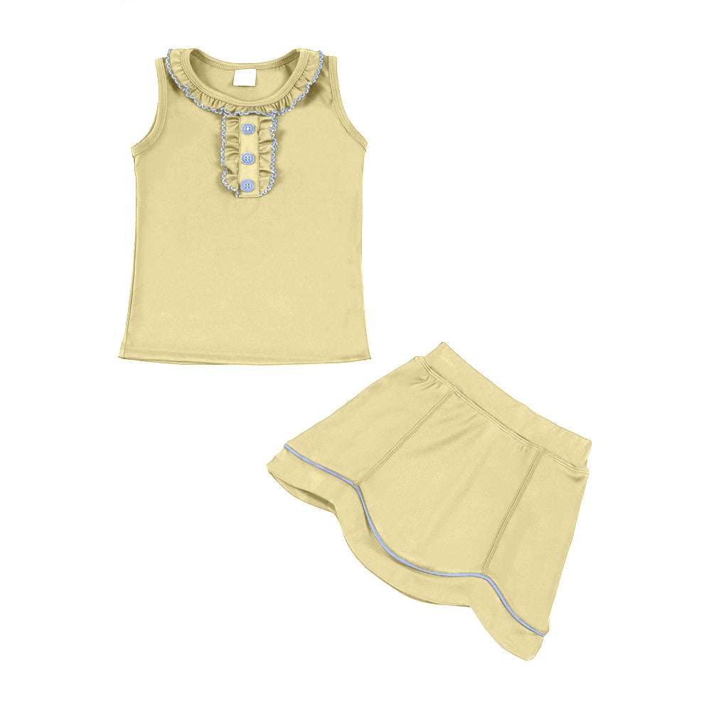Yellow tank top matching skirt girls summer active wear yoga outfit preorder