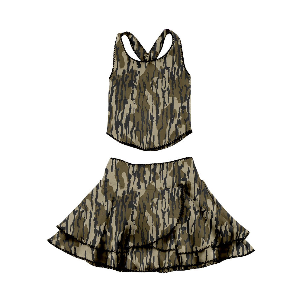 Camo halter top matching skirt girls summer active wear yoga outfit preorder