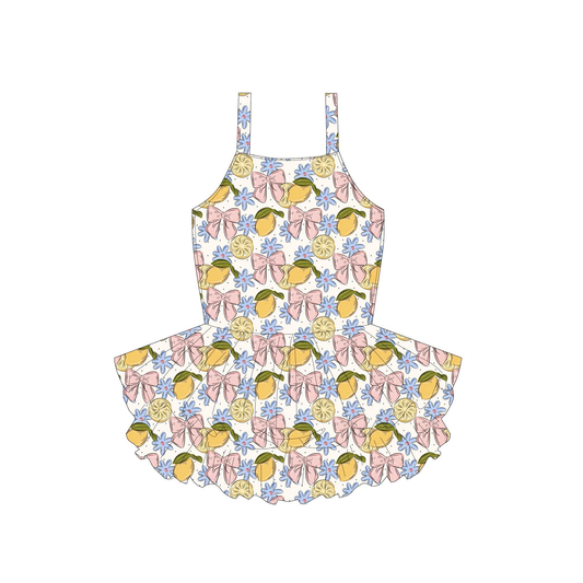 Lemon pink bow toddle baby girls dress preorder