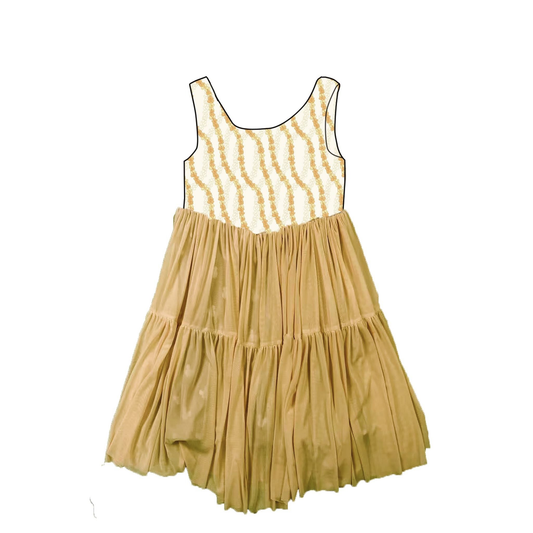 Yellow flowers toddle baby girls tulle dress preorder