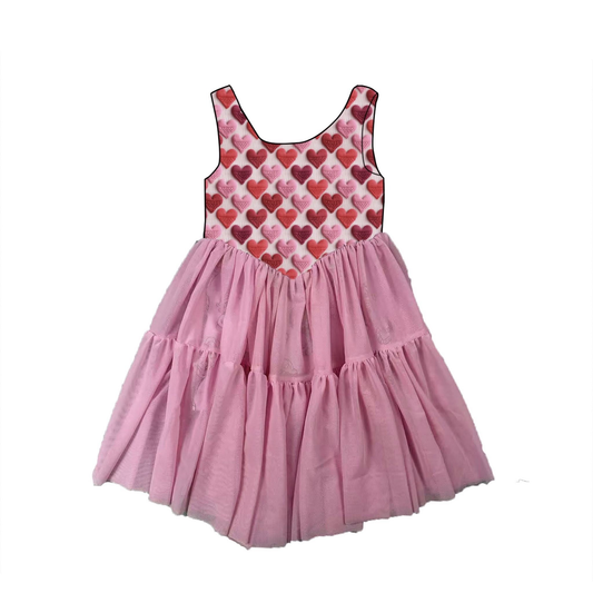 Valentines heart toddle baby girls tulle dress preorder