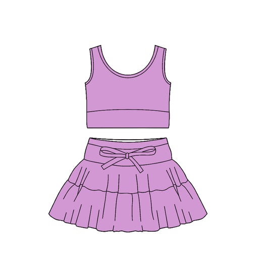 Lavender tank top matching skirt girls active wear yoga outfit preorder
