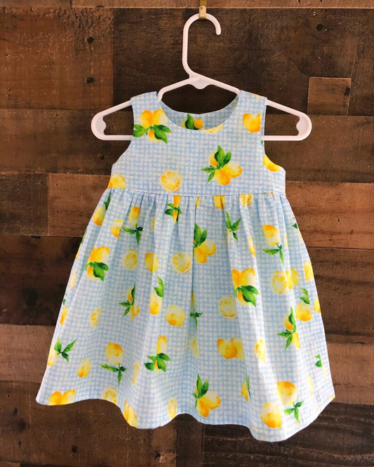 Lemon print toddle baby girls dress preorder