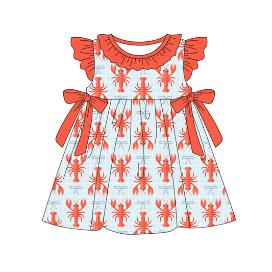 Crawfish design toddle baby girls dress preorder