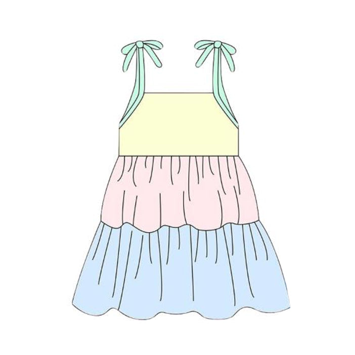Pink blue yellow design toddle baby girls dress preorder