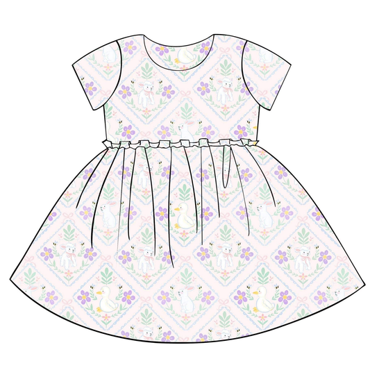 Easter bunny design toddle baby girls dress preorder