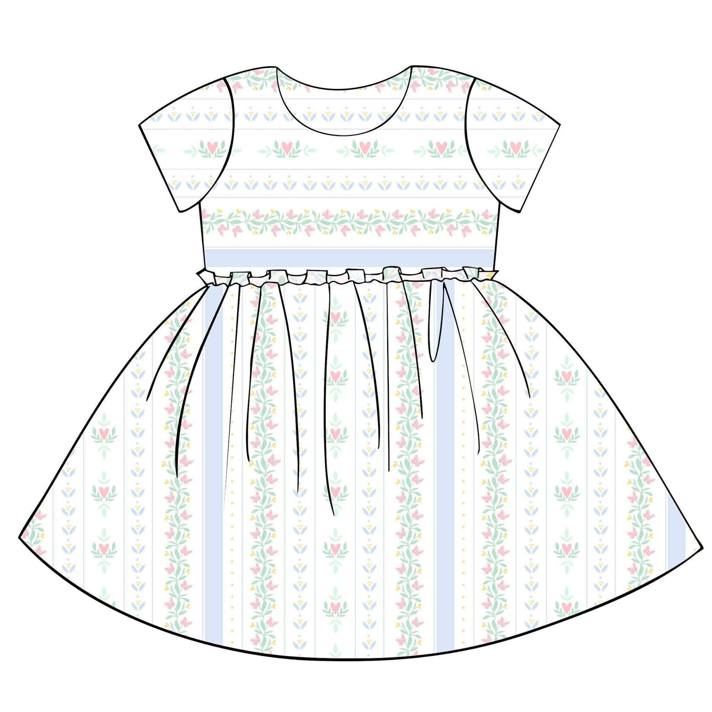 Pink floral design toddle baby girls dress preorder