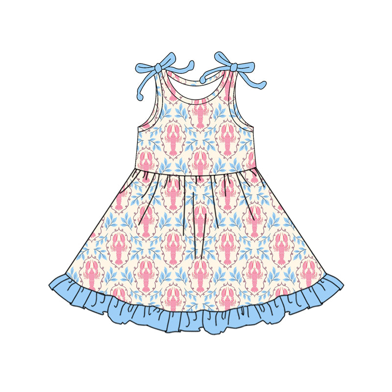 Crawfish design toddle baby girls dress preorder
