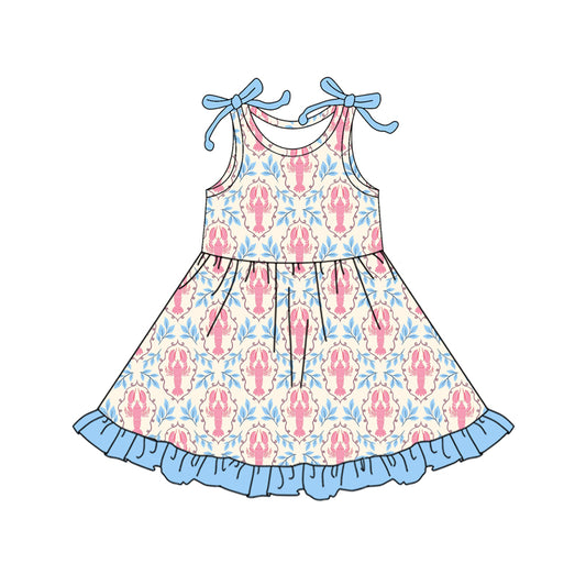 Crawfish design toddle baby girls dress preorder