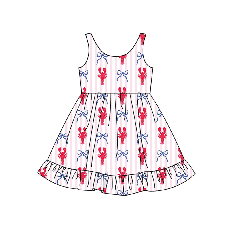 Crawfish design toddle baby girls dress preorder