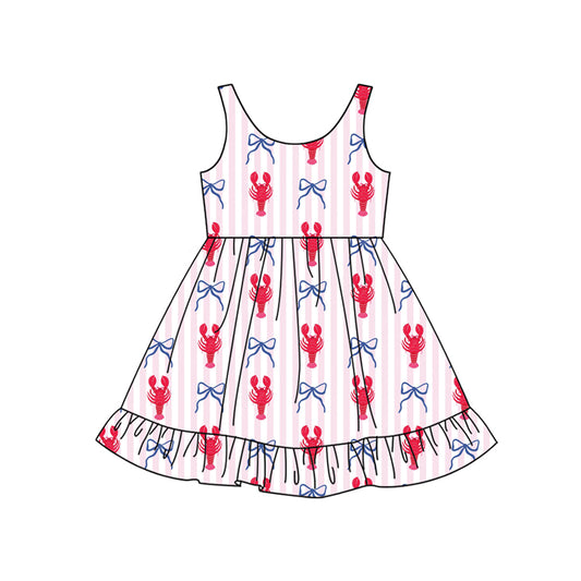 Crawfish design toddle baby girls dress preorder