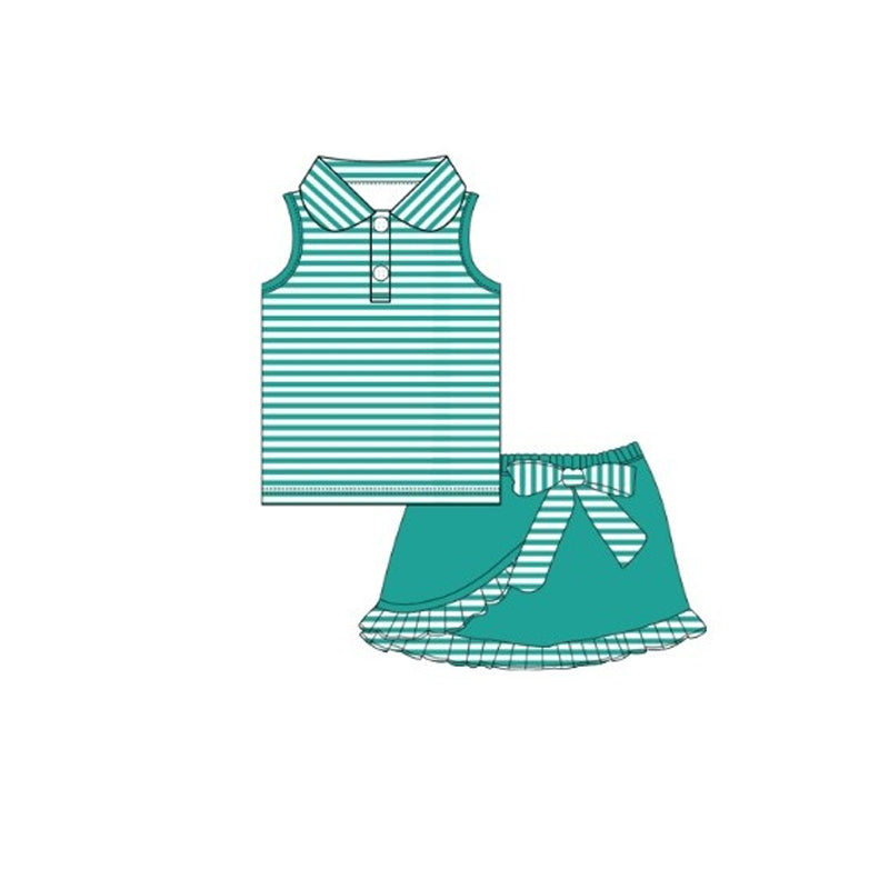 Turquoise tank top matching shorts girls summer outfit preorder