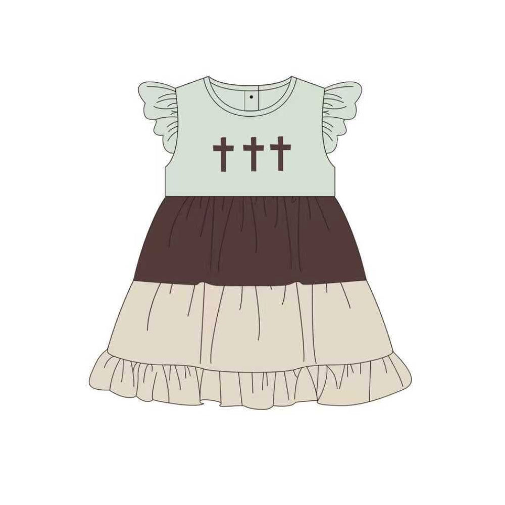 Easter cross design toddle baby girls dress preorder