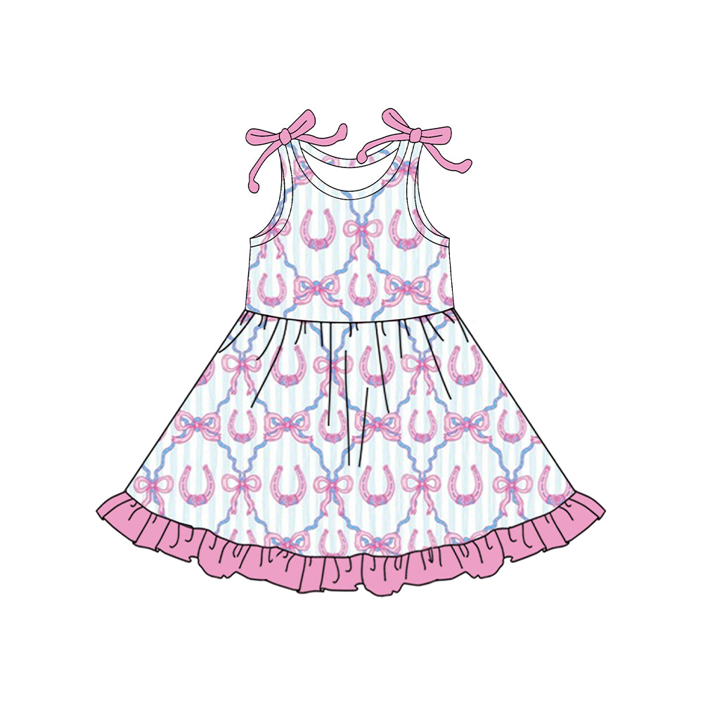 Western pink bow design toddle baby girls dress preorder