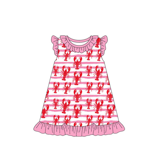 Crawfish design toddle baby girls dress preorder