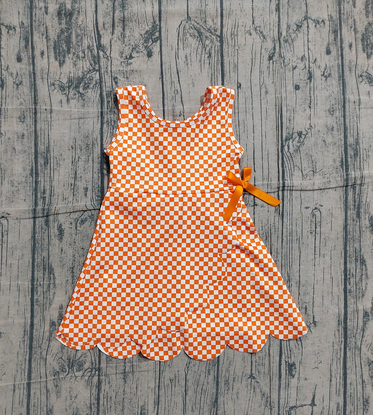 Orange plaid design toddle baby girls active wear yoga dress preorder