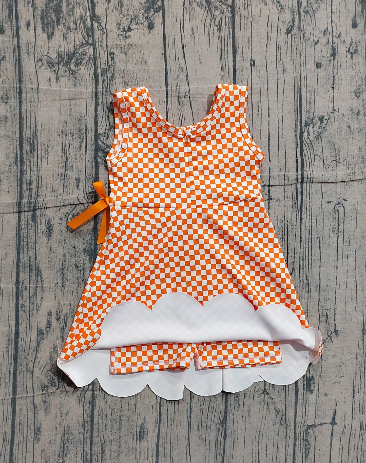 Orange plaid design toddle baby girls active wear yoga dress preorder