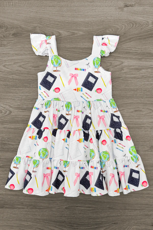 Girls back to school design short sleeve dress preorder