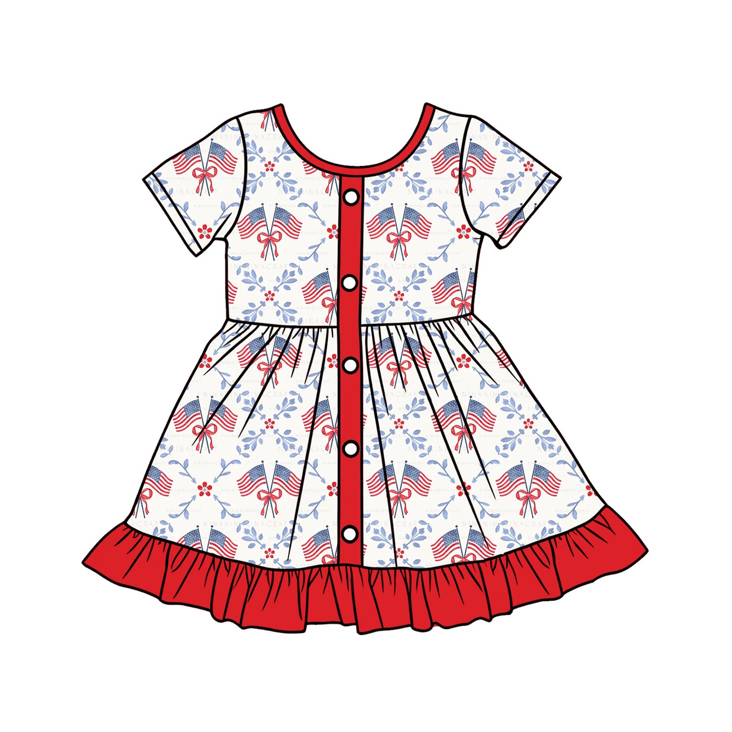 American flag design girls summer dress preorder
