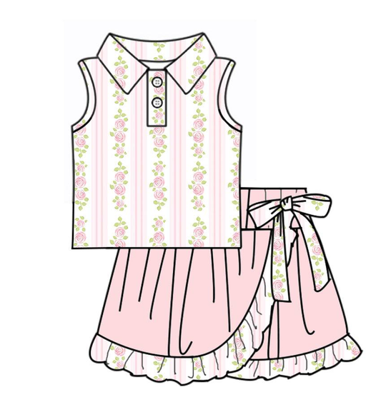 Floral tank top matching skirt girls active wear yoga outfit preorder