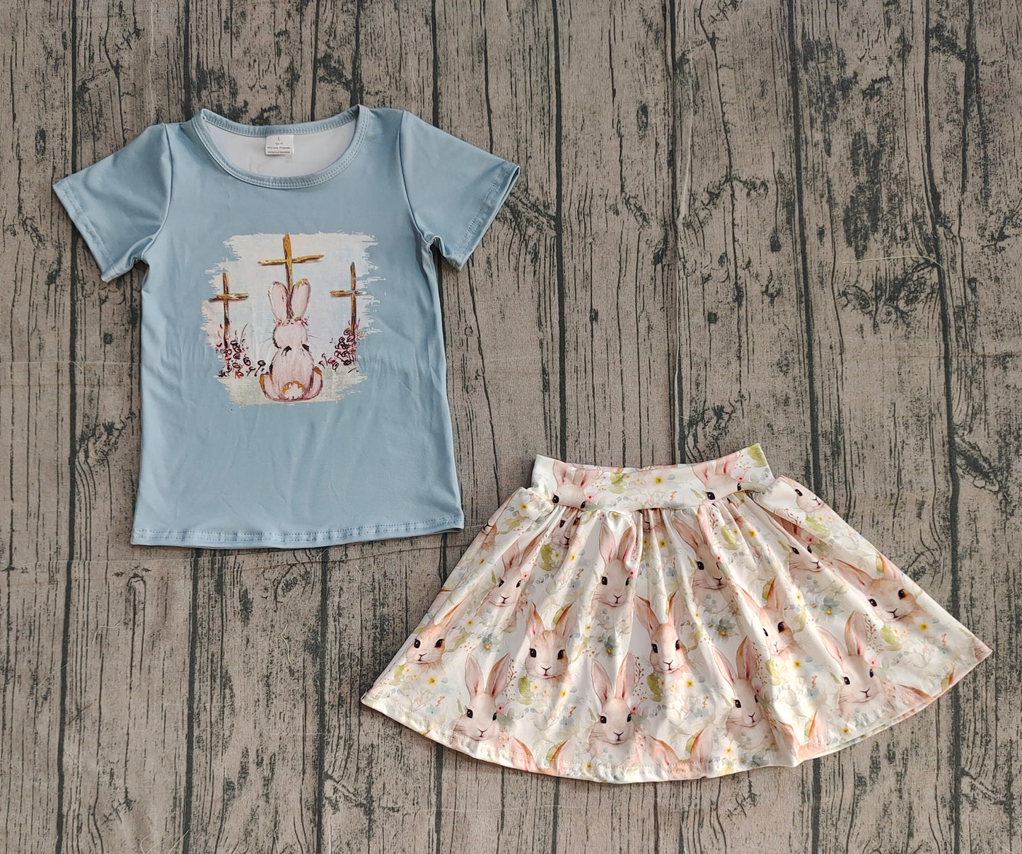 Easter bunny top matching skirt girl summer outfit preorder
