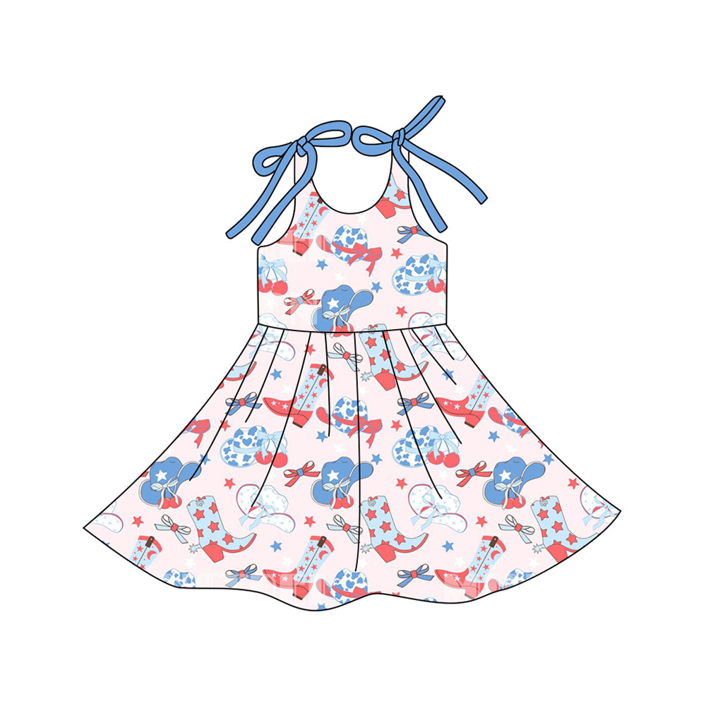 Western cowgirl July 4th design girls summer dress preorder