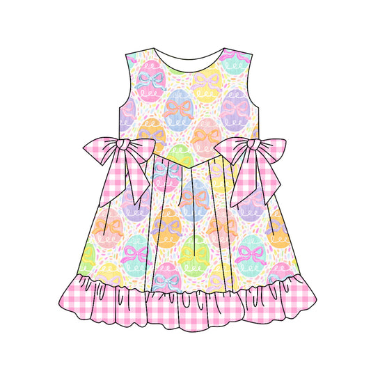 Easter eggs bow design girls summer dress preorder