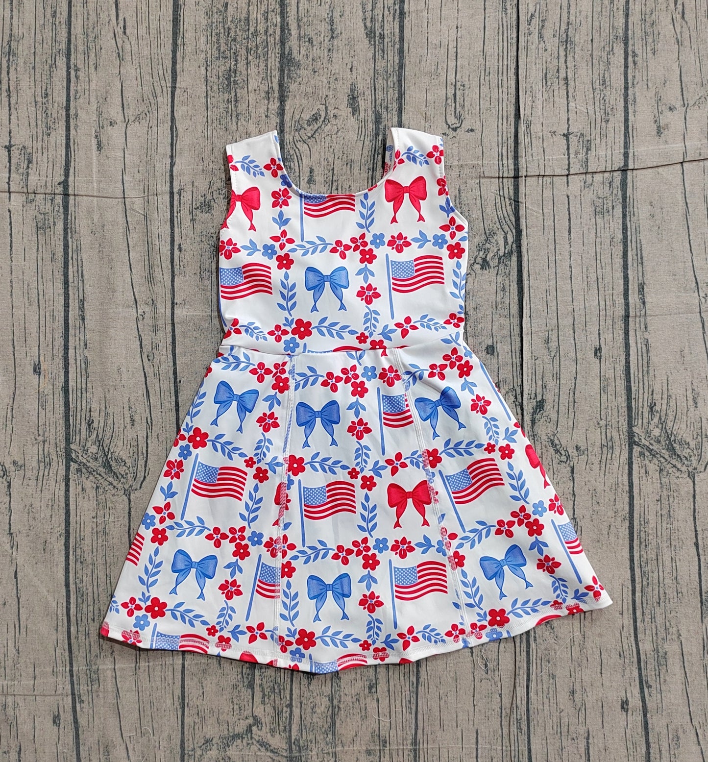 America flag design toddle baby girls active wear yoga dress preorder