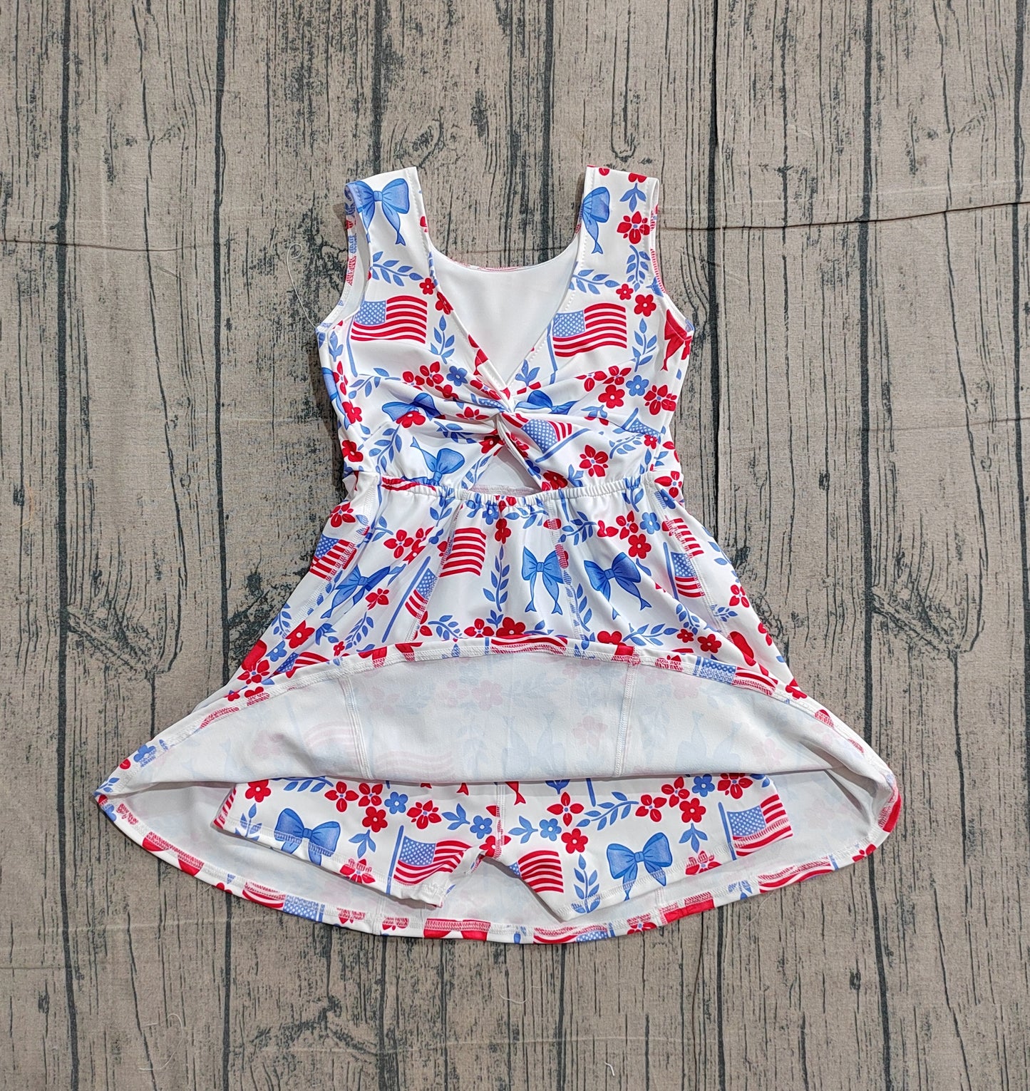 America flag design toddle baby girls active wear yoga dress preorder