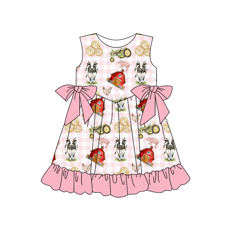 Farm animal tractor design girls summer dress preorder