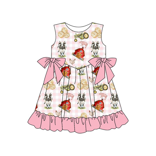 Farm animal tractor design girls summer dress preorder