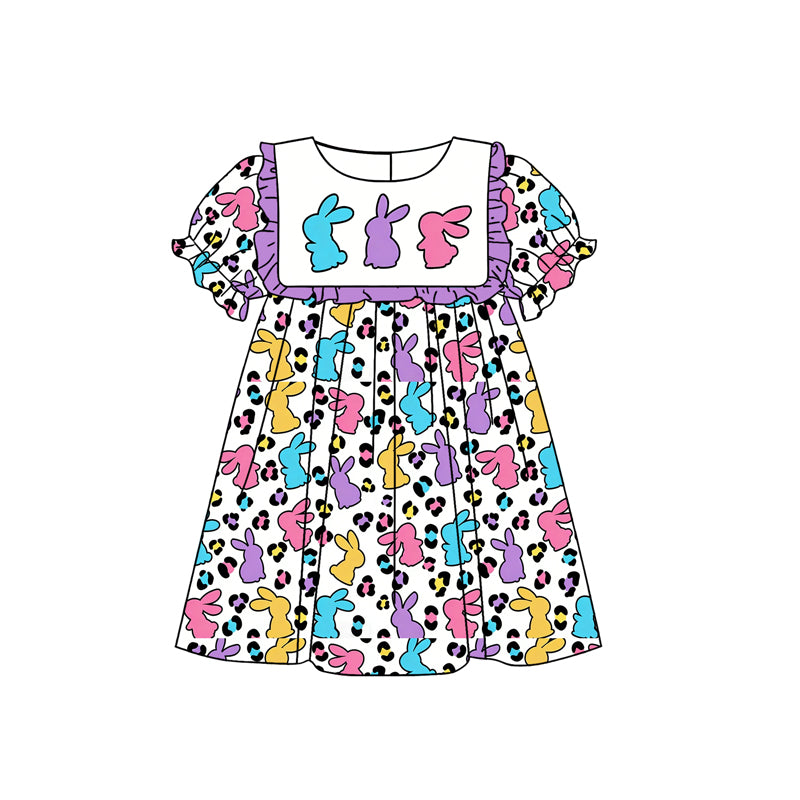 Easter bunny leopard design girls summer dress preorder
