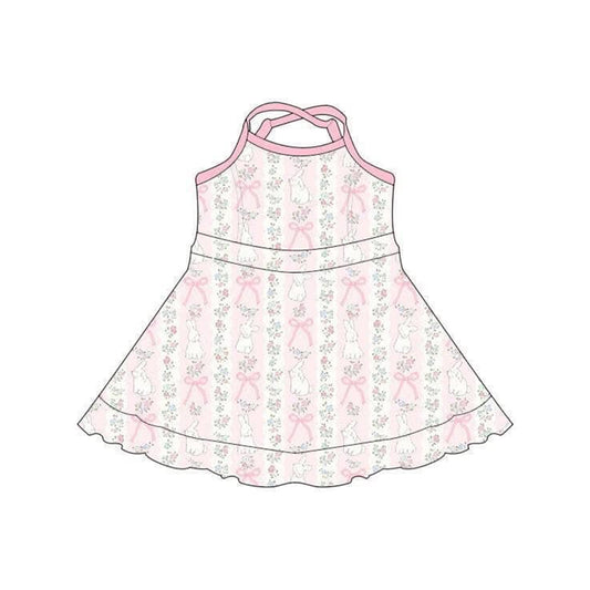 Easter bunny floral design girls yoga dress preorder