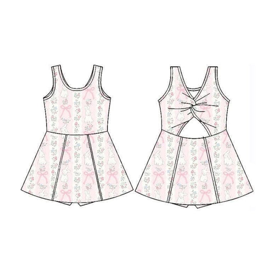 Easter bunny floral design girls yoga dress preorder