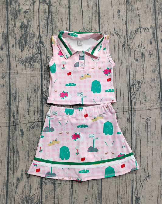 Golf tank top matching skirt girls yoga outfit preorder