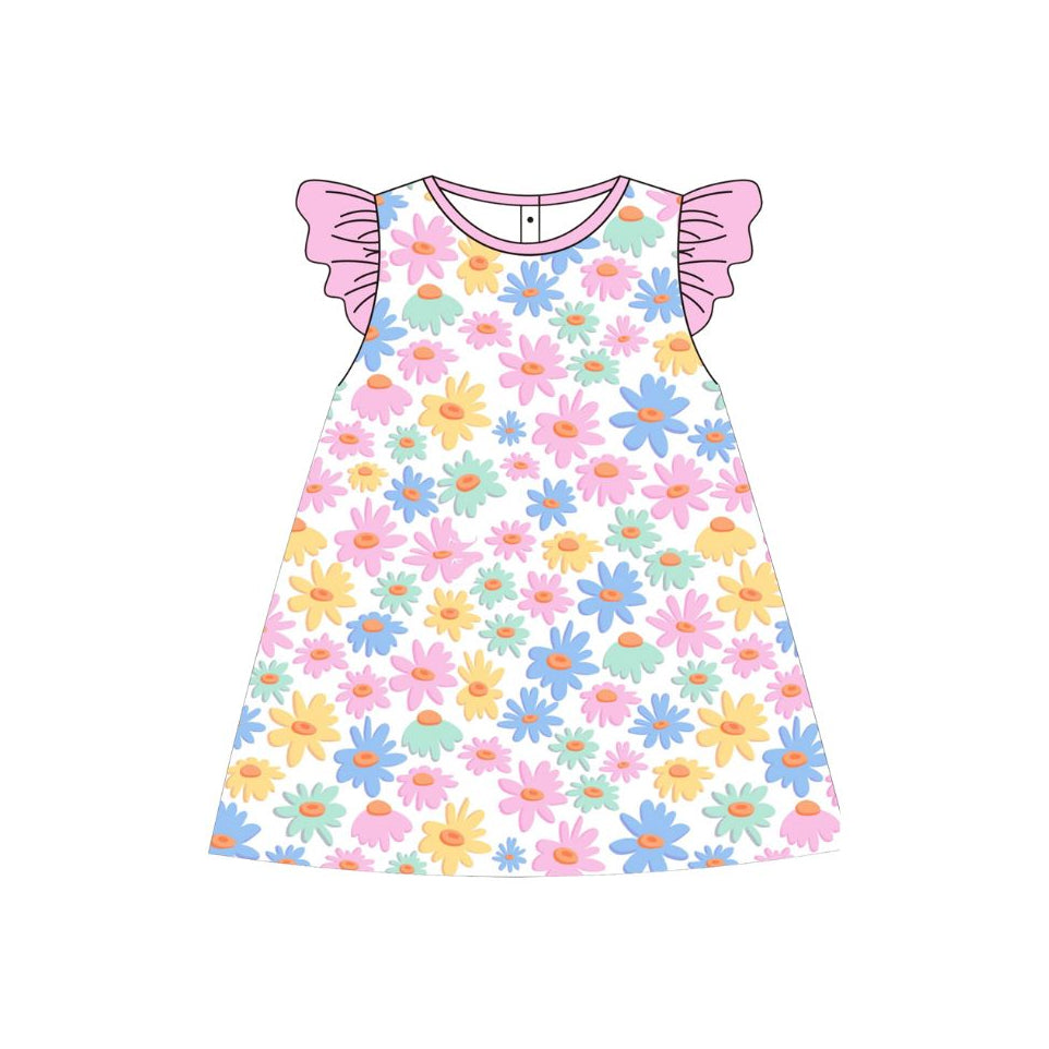 Colorful flowers design girls summer dress preorder
