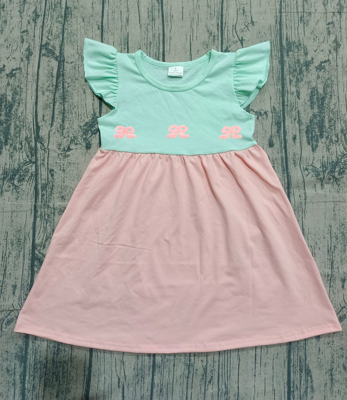 Pink bow embroidery design toddle girls dress preorder