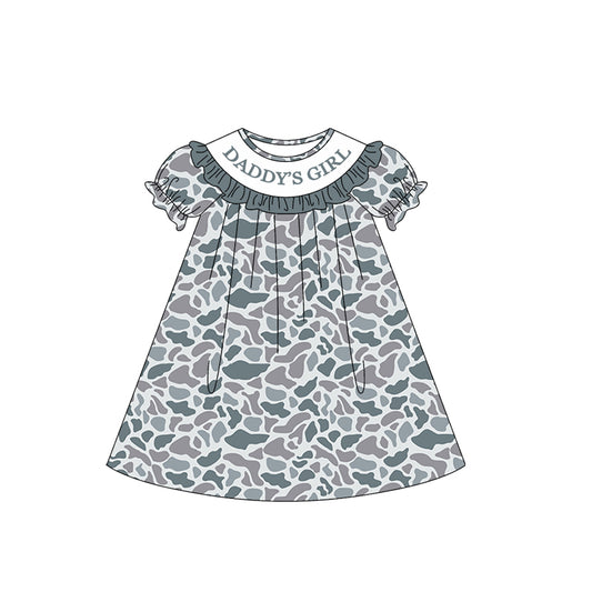 Daddys girl light grey camo design toddle girls dress preorder