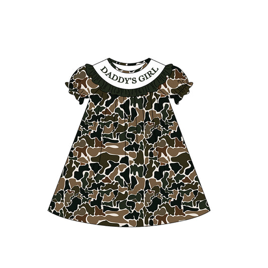 Daddys girl dark green camo design toddle girls dress preorder